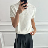 AIDASE  -  Lightweight Breathable Knitted Short Sleeve T-Shirt Hollow out Shoulder American Retro Style Summer Casual Top for Men And Women aidase-shop