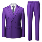 Aidase  Fashion New Men's Casual Boutique Double Breasted Suit Trousers / Man's Business Suit Jacket Blazers Coat Pants 2 Pcs Set aidase-shop
