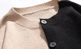 AIDASE  -  Color Block Knit Cardigan Men Loose Casual Asymmetric Button Sweater Daily Versatile Streetwear aidase-shop
