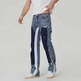 AIDASE  -  Four Seasons European American Fashion Men Black Grey Blue Solid Color Straight Simple Basic Casual Denim Trousers Male Jeans aidase-shop