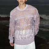 AIDASE  -  Early Autumn Niche Hollowed Out Loose Knit Sweater Japanese Style Men's  Women's Hole Breaking Lazy Pullover Sweater Trendy Tops aidase-shop