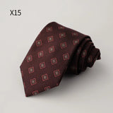 AIDASE  -  New Trendy Men's Silk Ties Jacquard Dot Floral Necktie 8cm Brown Green Neck Tie Daily Wear Shirt Suit Cravat Wedding Groom Gift aidase-shop
