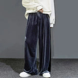 Aidase High Street Casual Sweatpants Men's Gold Velvet Wide-leg Pants Spring Fall Clothes Large Size Trendy Loose Y2k Glossy Long Pants aidase-shop