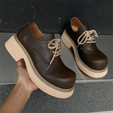 AIDASE  -  Fashionable Men Large-headed Derby Shoes Casual High-end Thick-soled Height-increasing Leather Shoes British-style Casual Shoes aidase-shop