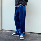Aidase 2024 Autumn Straight Velour Men Pants High Waist Casual Wide Legs Pants Black Purple Loose Female Fashion Student Trousers New aidase-shop