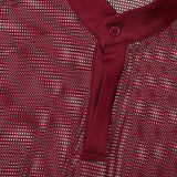 AIDASE  -  Men T Shirts Mesh Patchwork Transparent Turtleneck Short Sleeve Casual Camisetas Streetwear 2025 Fashion Sexy Tee Tops aidase-shop