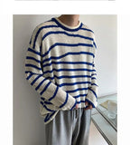 AIDASE  -  Light and Breathable Sweater for Men's Fashionable Irregular Striped Round Neck Pullover Tops aidase-shop