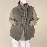 AIDASE  -  Men's Waffle Corduroy Cotton Vest Coats Winter Thickened Stand Collar Sleeveless Jacket Loose Casual Layering Streetwear Coat aidase-shop