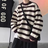Aidase Winter Round Neck Striped Sweater Men Korean Fashion Couple Casual Long Sleeve harajuku Knitted Sweater Men Streetwear Sweaters aidase-shop
