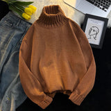 AIDASE  -  New Autumn Winter Men Turtleneck Sweater Pullover Tops Male Solid Color Loose Jumpers Mens Long Sleeve Knitted Tops P106 aidase-shop