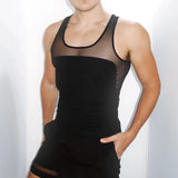 AIDASE  -  Men Sets Mesh Patchwork O-neck Sleeveless Tank Tops & Shorts Two Pieces Sets See Through Streetwear Fashion Men's Suits aidase-shop
