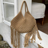 AIDASE  -  Bohemian Beach Bags For Women Luxury Designer Handbags Purses New In Polyester Rope Braided Tassel Hollow Underarm Shoulder