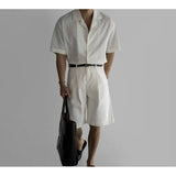 AIDASE  -  Cuban Collar Hollow Mesh Short Sleeve Shirts Men Korean Streetwear Loose Casual Vintage Dress Shirts Summer Blouses aidase-shop