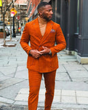 AIDASE  -  Wedding Men Suits Tuxedos Groom Wear Orange Peaked Lapel Formal Suit Custom Size High Quality 2 Pieces Jacket+Pant aidase-shop