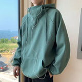 Aidase Autumn Turtleneck Fleece Hoodies Men New High Street Oversize Pullover Hoodie Unisex Y2K Vintage Hooded Sweatshirts Clothes