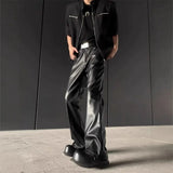 AIDASE  -  American Retro High-End PU Leather Casual Pants Men's Niche Design Loose Wide Leg Versatile Long Trousers aidase-shop