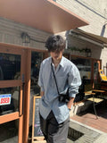 AIDASE  -  Unisex Casual Striped Relaxed-Fit Long Sleeve Shirt in Soft Sage, Classic Blue & Timeless Charcoal aidase-shop