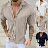 AIDASE  -  Trendy Wrinkle-Free New Men'S Shirt Men Casual Short Sleeve Spring Summer Turndown Neck Solid Shirts Fashion Camisas De Hombre aidase-shop