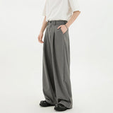 AIDASE  -  Grey Suit Pants Men Oversized Fashion Black Dress Pants Men Korean Loose Wide Leg Pants Mens Office Formal Trousers M-3XL