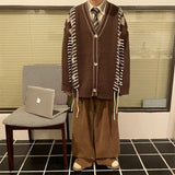 =Aidase Loose Knitted Sweater Set Men Women Vintage Patchwork Sweater Cardigan +High Street Wide Legs Loose Lantern Jeans Two-piece Sets aidase-shop