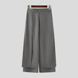 AIDASE  -  Men Wide Leg Pants Solid Color Button Joggers Casual Irregular Trousers Men Streetwear Loose 2025 Fashion Men Long Pants aidase-shop
