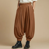 AIDASE  -  Men Harem Pants Solid Color Elastic Waist Joggers Casual Drop-crotch Pants Men Streetwear Fashion Loose Trousers aidase-shop