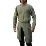 Aidase Streetwear Long Sleeve Tshirt For Men European Medieval Knight Top Vintage Loose V-neck Split Long Gown Pullover