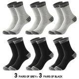 AIDASE  -  6 Pairs/lot Men's Sports Socks Autumn Winter 100% Cotton Running Black Sports Hiking Socks Black White Gray Male Long Tube Socks aidase-shop