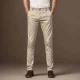 AIDASE  -  Open for Men Mens Suit Pants Mens Stretch Skinny Flat Front Casual Slim Fit Business Dress Lattice Pants aidase-shop