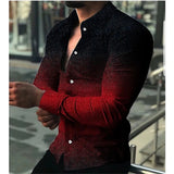 AIDASE  -  New Printed Casual Slim Fit Youth Men's Irregular Pattern Print Long Sleeve Shirt aidase-shop