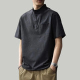AIDASE  -  Fashion Loose Spliced Pockets Solid Color T-Shirt Men's Clothing 2025 Summer New Oversized Casual Pullovers England Tee Shirt aidase-shop