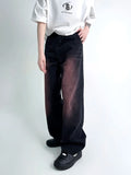 Aidase Black Washed Red Jeans Men's Loose Straight Trendy New Versatile Wide Leg Pants Streetwear Denim Men Skinny aidase-shop
