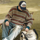 Aidase Retro Striped Soft Pullover Sweater Men Women Couple Model Autumn Winter Japanese Loose Lazy Wind Knit Sweater Warm aidase-shop