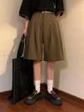 AIDASE  -  Summer Japanese Retro Simple Solid Color Casual Trousers Men Women Loose Wide-leg Shorts Fashionable and Trendy Five-point Pants aidase-shop