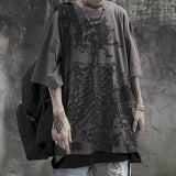 AIDASE  -  T-shirt Cross of Thorns fake two-piece for men women long-sleeved dark hip-hop loose large size autumn new trend top Simplicity aidase-shop