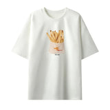 AIDASE  -  Summer French Fries Printed T-shirt Niche Round Neck Design Sense Short-sleeved Casual Versatile Couple Models Tee aidase-shop