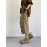 AIDASE  -  Summer Vintage Artistic Lazy Style Pleated Casual Pants Loose Big Pocket Men's Women's College Style Seven-Five Pants Trendy aidase-shop