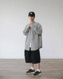 AIDASE  -  Unisex Casual Striped Relaxed-Fit Long Sleeve Shirt in Soft Sage, Classic Blue & Timeless Charcoal aidase-shop