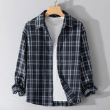 AIDASE  -  Fall Mens Plaid Shirt Casual Long Sleeved Jacket Mens Clothing Elegant Classic Fit Office Wear Men'S Shirt Ropa Hombre aidase-shop