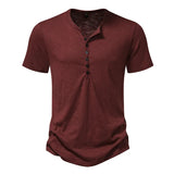 AIDASE  -  Men's Henry casual fashion basic short sleeve fashion pullover T-shirt aidase-shop