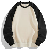 AIDASE  -  Men's Hoodless Sweater Raglan Sleeves Round Leadercolor Matching Plus Size Sweater Bottoming Shirt U of I Sweatshirt aidase-shop