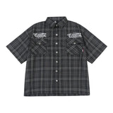 Aidase New Fashion Street Embroidered Letter Short-Sleeved Shirt Hip-Hop Casual High-Quality Plaid Lapel Half-Sleeved Tops For Men aidase-shop