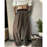 AIDASE  -  Loose Wide Leg Pants for Men Casual Fashion Urban Style Polyester Fabric Four Seasons Suitable Pure Color Micro Stretch aidase-shop
