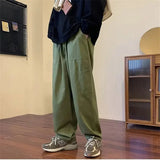 AIDASE  -  Trendy Hong Kong Style Youth Casual Pants Spring Summer Solid Color Ins Slim Fit Middle Waist Bell Bottoms Straight Leg Pants Fo aidase-shop