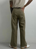 AIDASE  -  New Men's Cotton Linen Workwear Trousers Draped Wide Leg Pants Light Luxury Leisure Solid Straight Trousers Premium Sweatpants aidase-shop