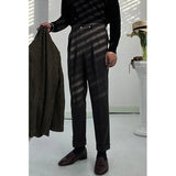 AIDASE  -  Khaki Retro Faionable Woolen Casual Pants Drapey Straight Leg Long Busin Casual Trousers for Autumn Winter aidase-shop