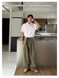 AIDASE  -  Men's Korean Light Luxury Draped Linen Wide Leg Pants Leisure Button-down Solid Color Straight Premium Elegant Sweatpants M-3XL aidase-shop