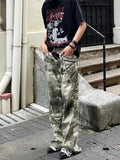 AIDASE  -  Retro Street Sle Camouflage American Micro Flared Jeans Men Straight Loose Casual Pants Embroidered Wide Leg Commute aidase-shop