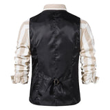 AIDASE  -  Spring New Casual Mens Woolen Waistcoats Vintage Plaid Textured Button Vest Jackets Men Fashion V Neck Sleeveless Jacket aidase-shop