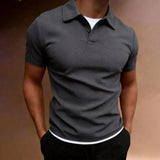 AIDASE  -  Summer Work Tee Shirts for Men'S Solid Short Sleeved Shirt with Lapel Casual Fake Two Piece Top Mock Neck Tshirt for Man aidase-shop